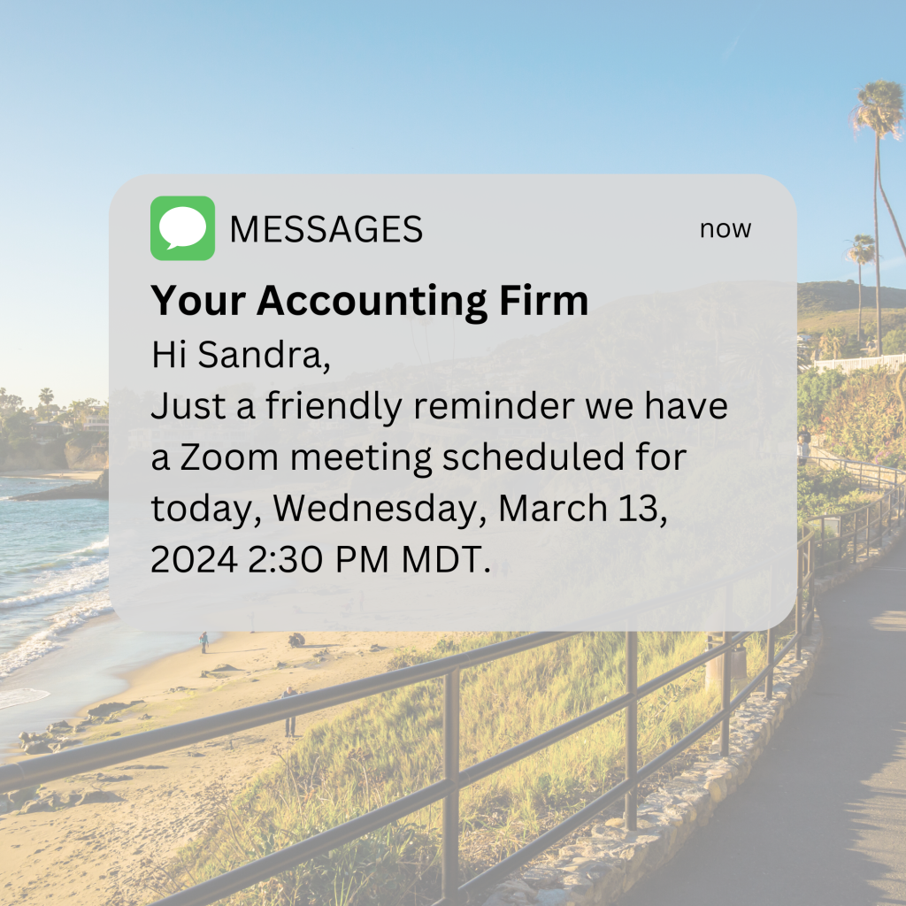 text message after a successful appointment booked